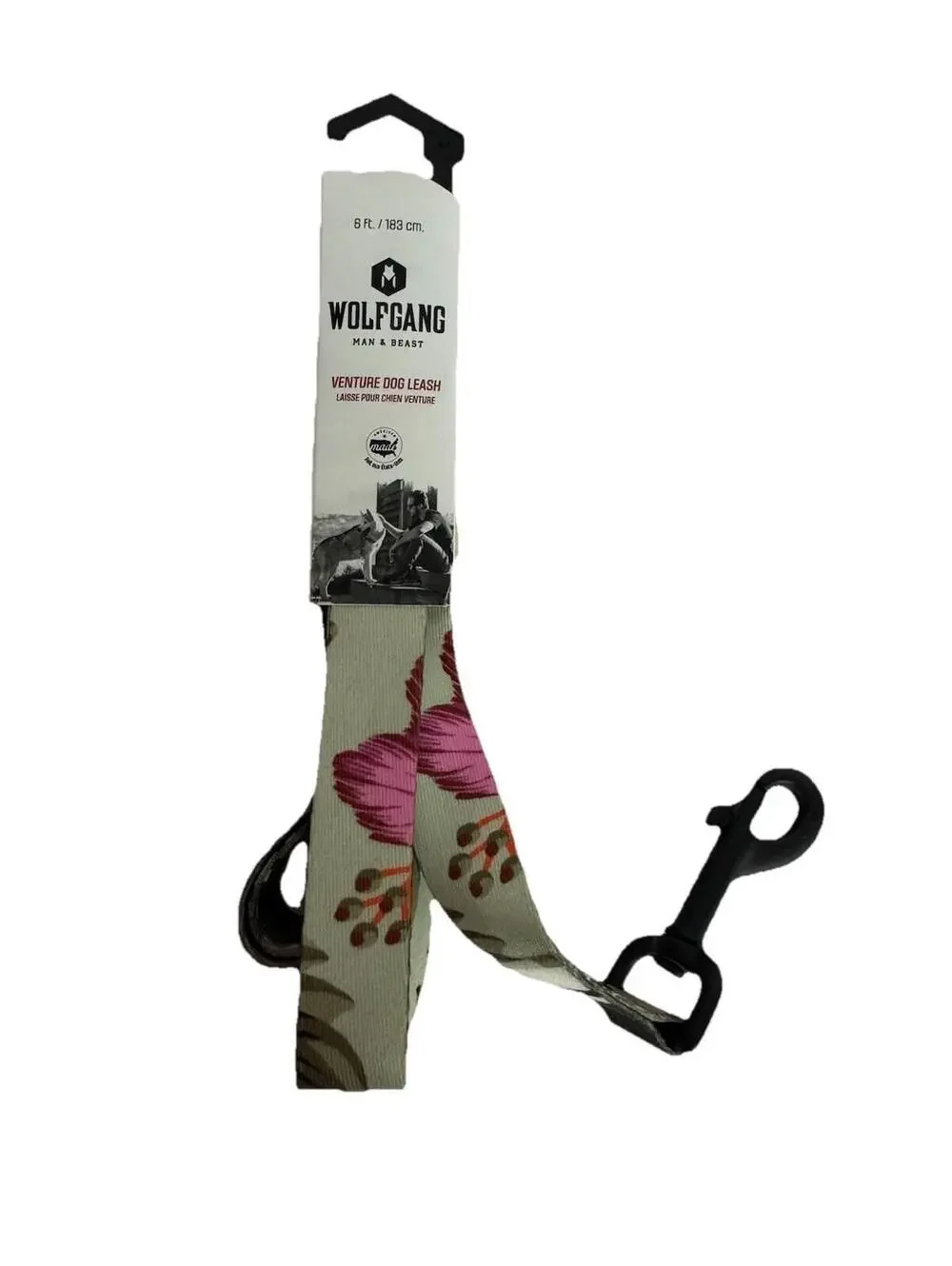 (RG) Wolfgang Man & Beast Venture Dog Leash 6ft Floral Sage Pink Heavy Duty Made